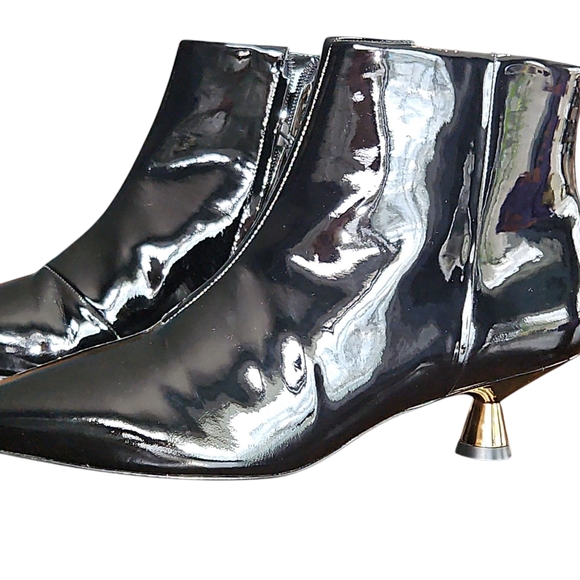 MERCEDES CASTILLO Shoes - Mercedes Castillo Black Patent Ankle Boots with Sculpted Heel